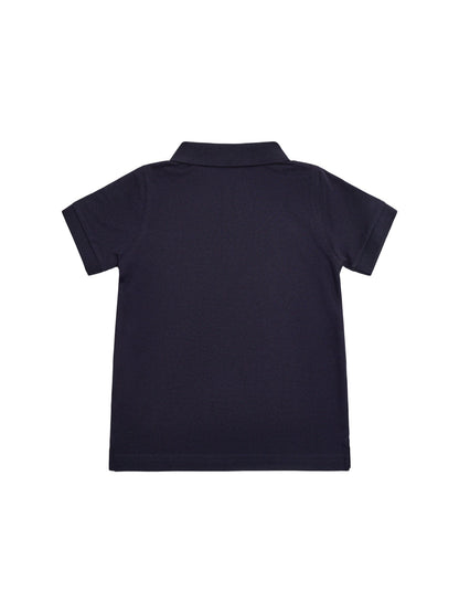 Shield Short-Sleeved Piqué Polo Shirt - Evening Blue