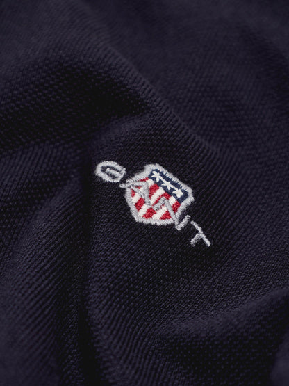 Shield Short-Sleeved Piqué Polo Shirt - Evening Blue