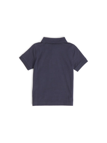Shield Short-Sleeved Piqué Polo Shirt - Evening Blue