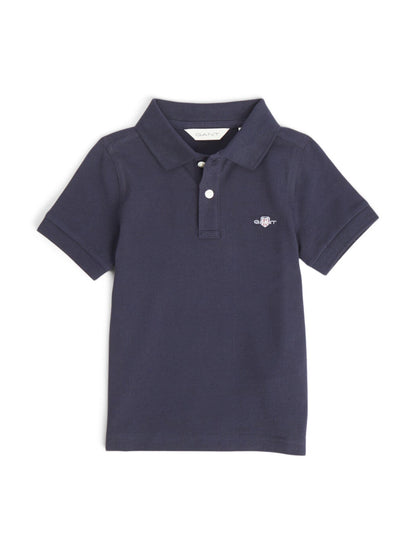 Shield Short-Sleeved Piqué Polo Shirt - Evening Blue