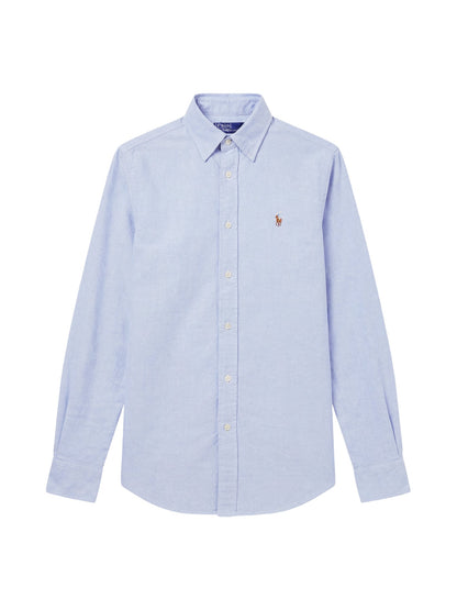 Long Sleeve Button Front Shirt Bsr Blue