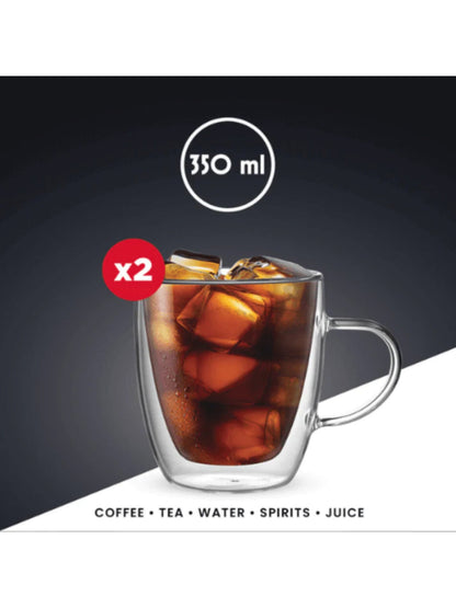 Capri Double Walled Glass Mugs Set of 2