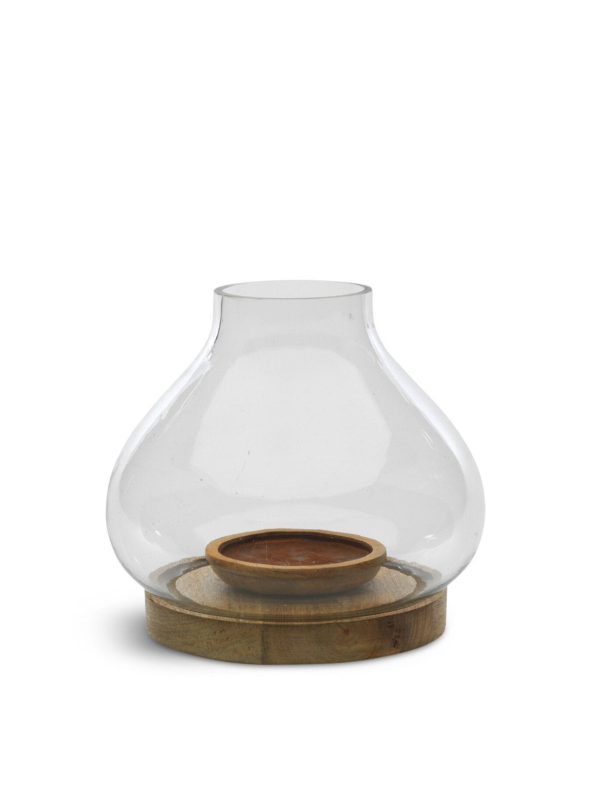 Naryla Lantern Mango Wood Glass Large