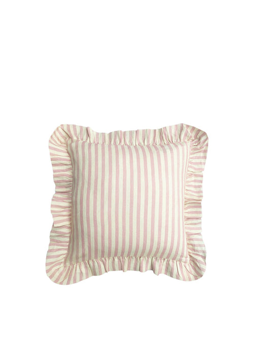 Thin Stripe Frilled FILLED Cushion
