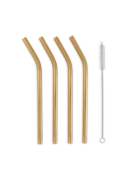 Reusable Metal Straws 4 Pack plus Cleaning Brush