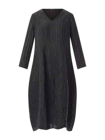 Crinkle V Neck Dress