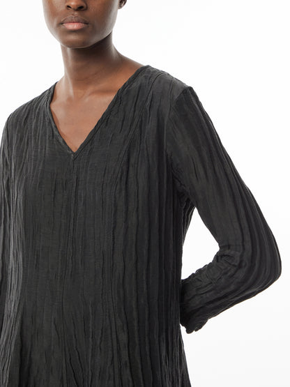 Crinkle V Neck Dress