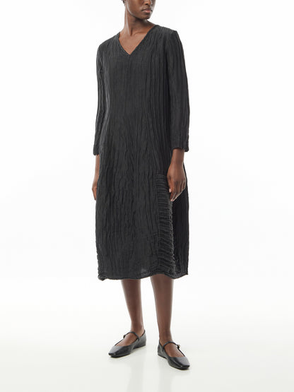 Crinkle V Neck Dress