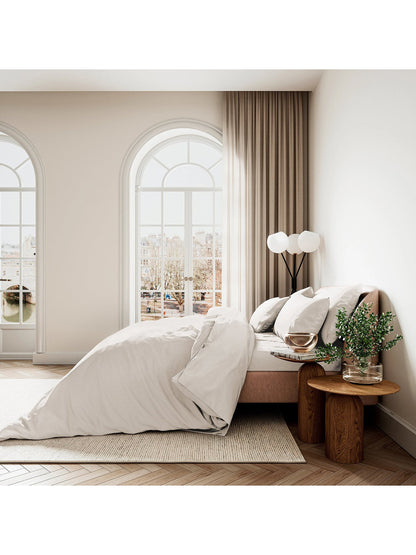 400 thread count Sateen Plain Dye Cover Set Chalk Double