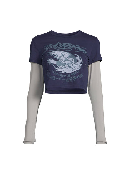 Hellcat Double Sleeve Diamante Baby T-Shirt
