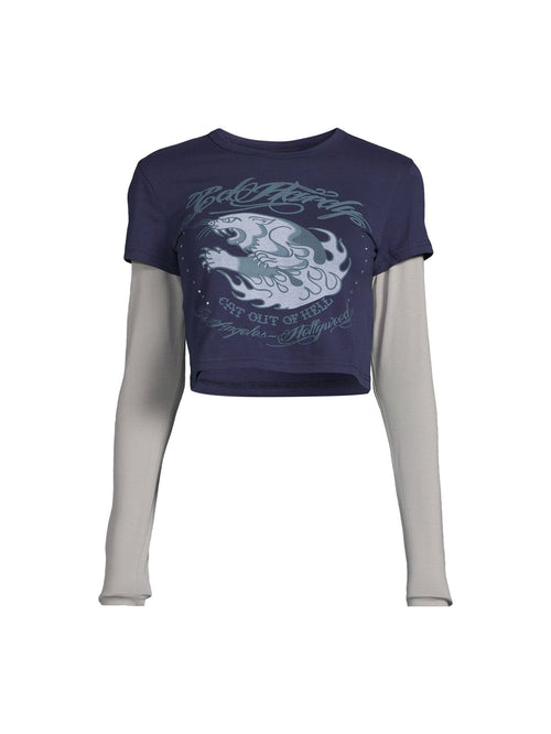Hellcat Double Sleeve Diamante Baby T-Shirt