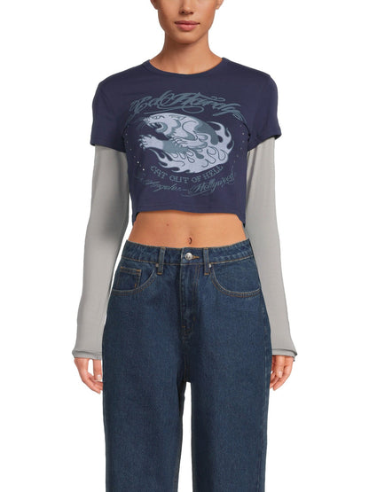 Hellcat Double Sleeve Diamante Baby T-Shirt