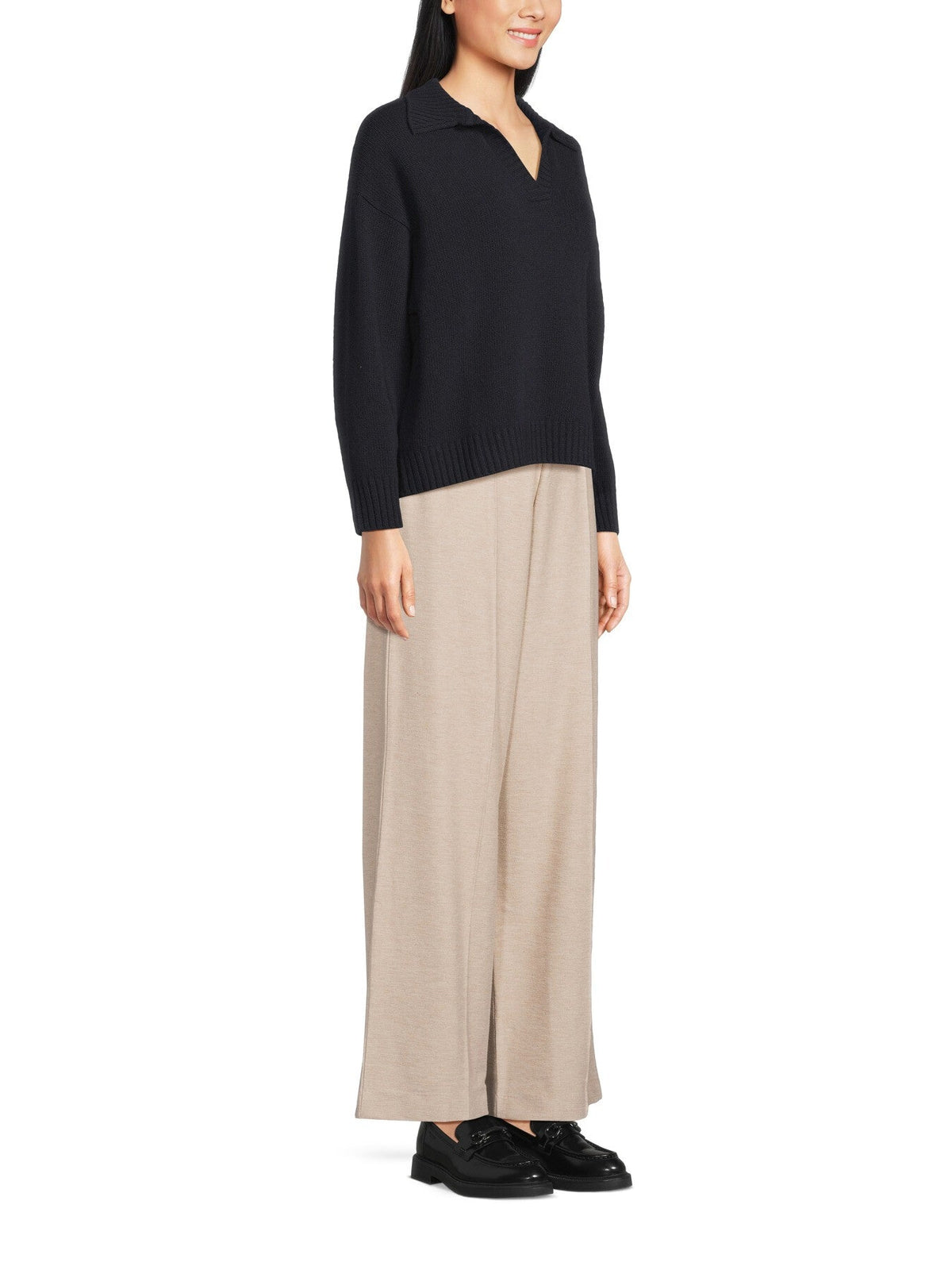 Agre V Neck Collared Wool Jumper