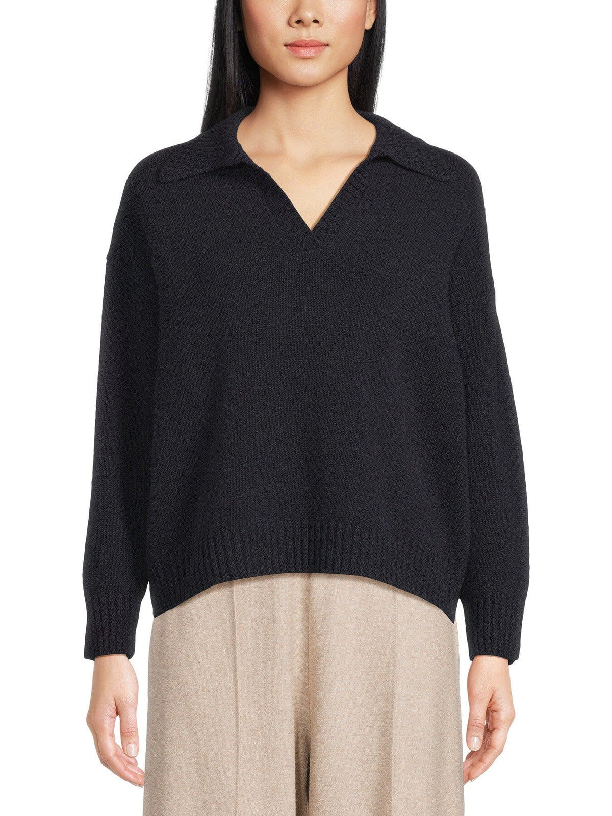 Agre V Neck Collared Wool Jumper