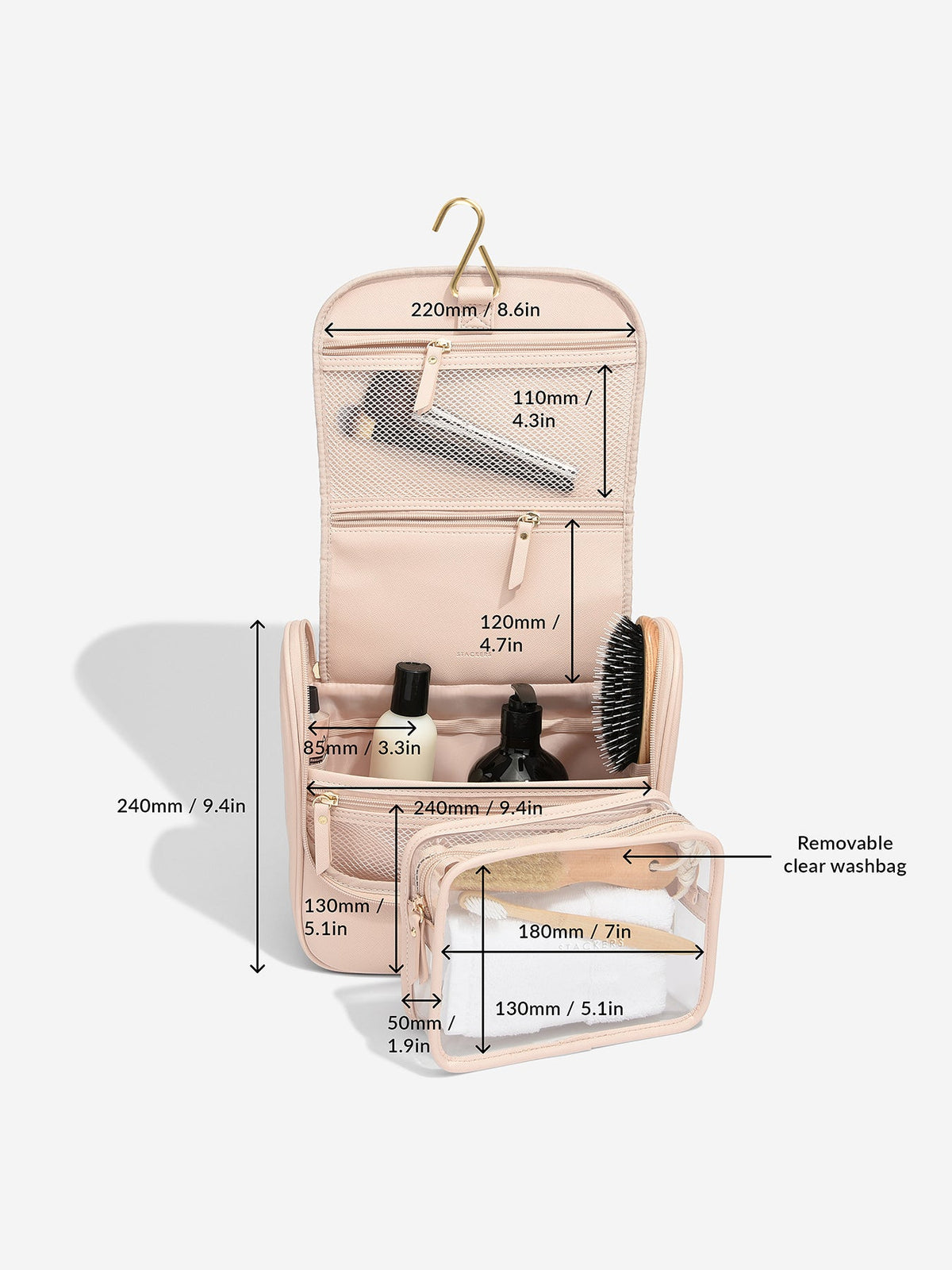 Hanging Wash Bag Large Blush
