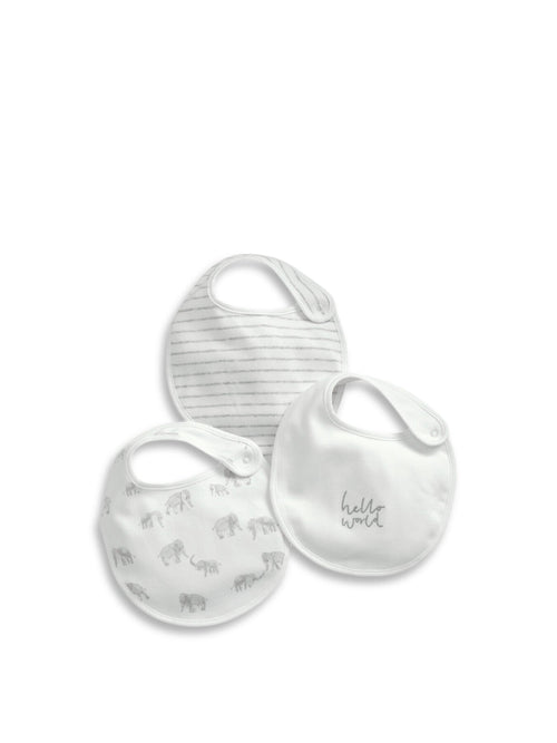 Elephant Bib Set 3 Pack White