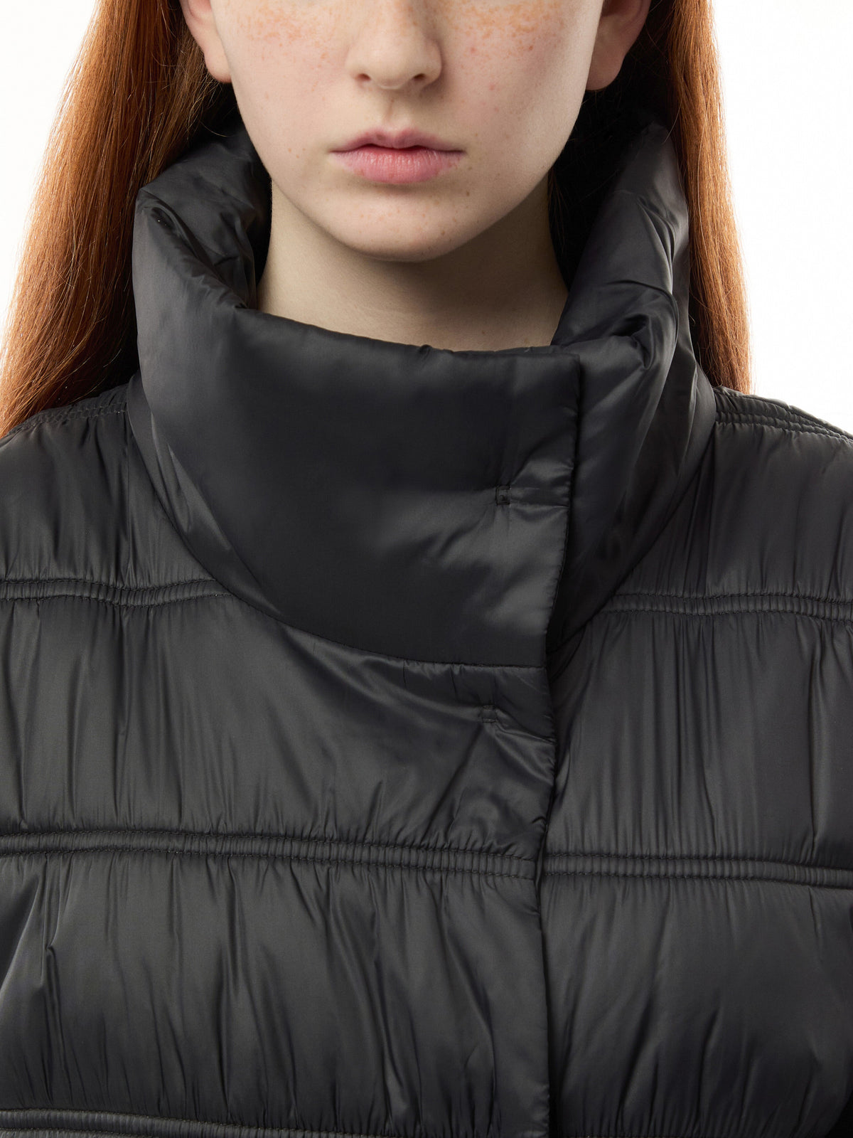 High Collar Ruched Coat