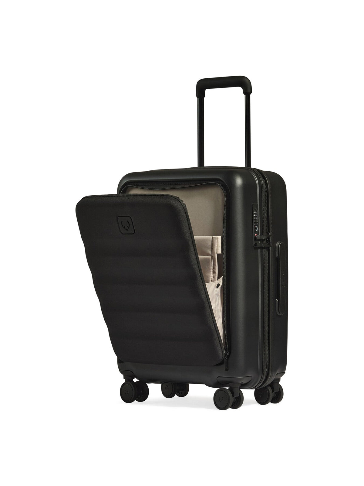 Icon Stripe Pocket Cabin Suitcase 55cm Black