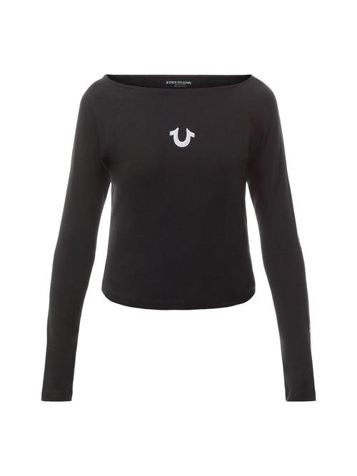Horseshoe Boat Neck Long Sleeve Tee