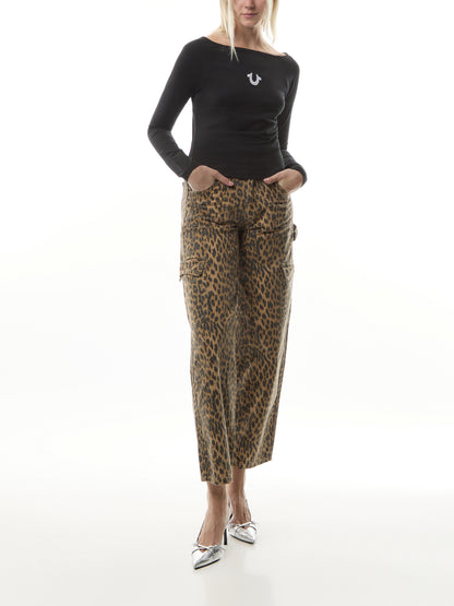 Horseshoe Boat Neck Long Sleeve Tee