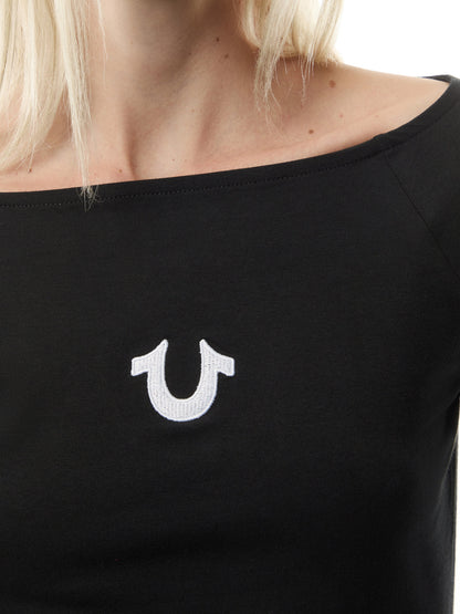 Horseshoe Boat Neck Long Sleeve Tee