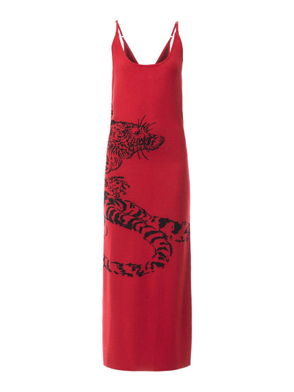 Snow Tiger Knitted Maxi Dress