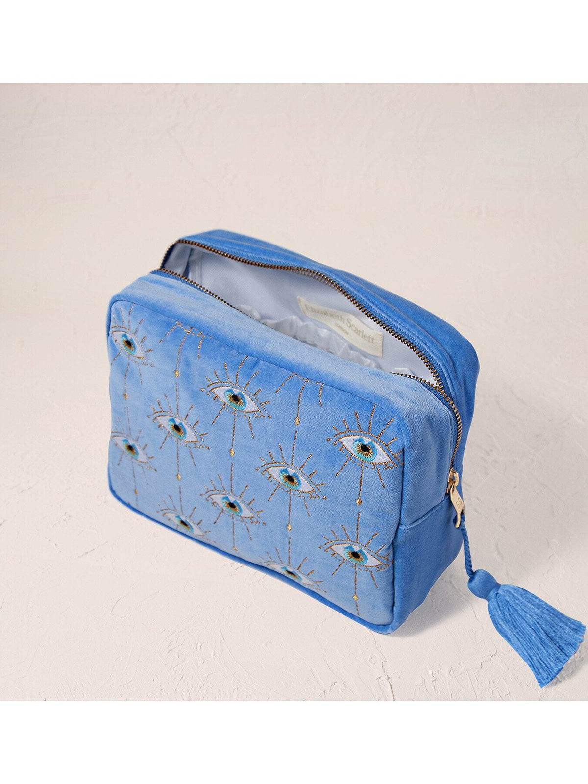 Mystical Eye Caribbean Blue Velvet Wash Bag
