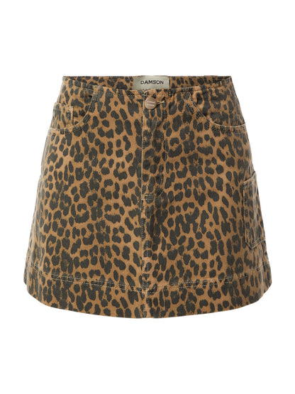 Lily Leopard Denim Mini Skirt