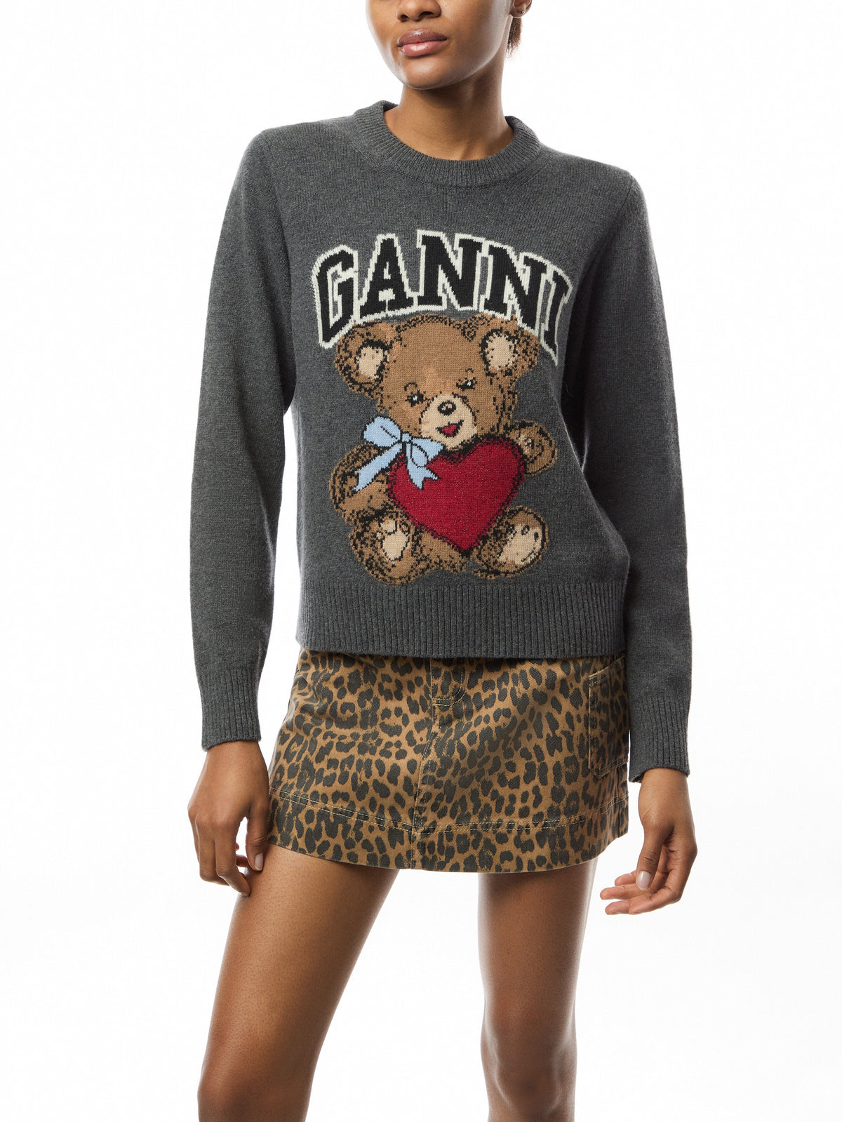 Graphic Wool Mix Bear Crewneck