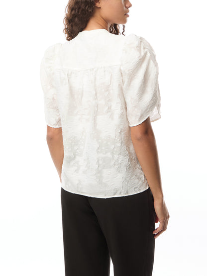Lr-Josy 1 Textured Puff Sleeve Top