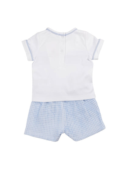 Blue Waffle Romper