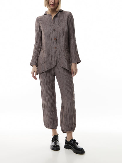 Silk Crinkle Cropped Trouser