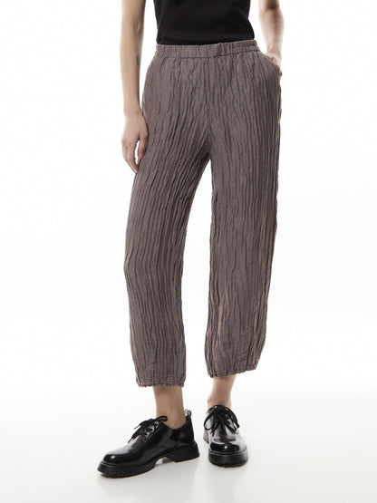Silk Crinkle Cropped Trouser