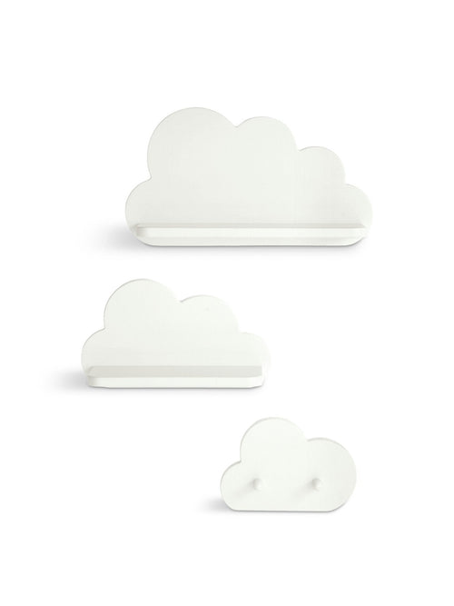 White Cloud Shelves and Coat Hook Set