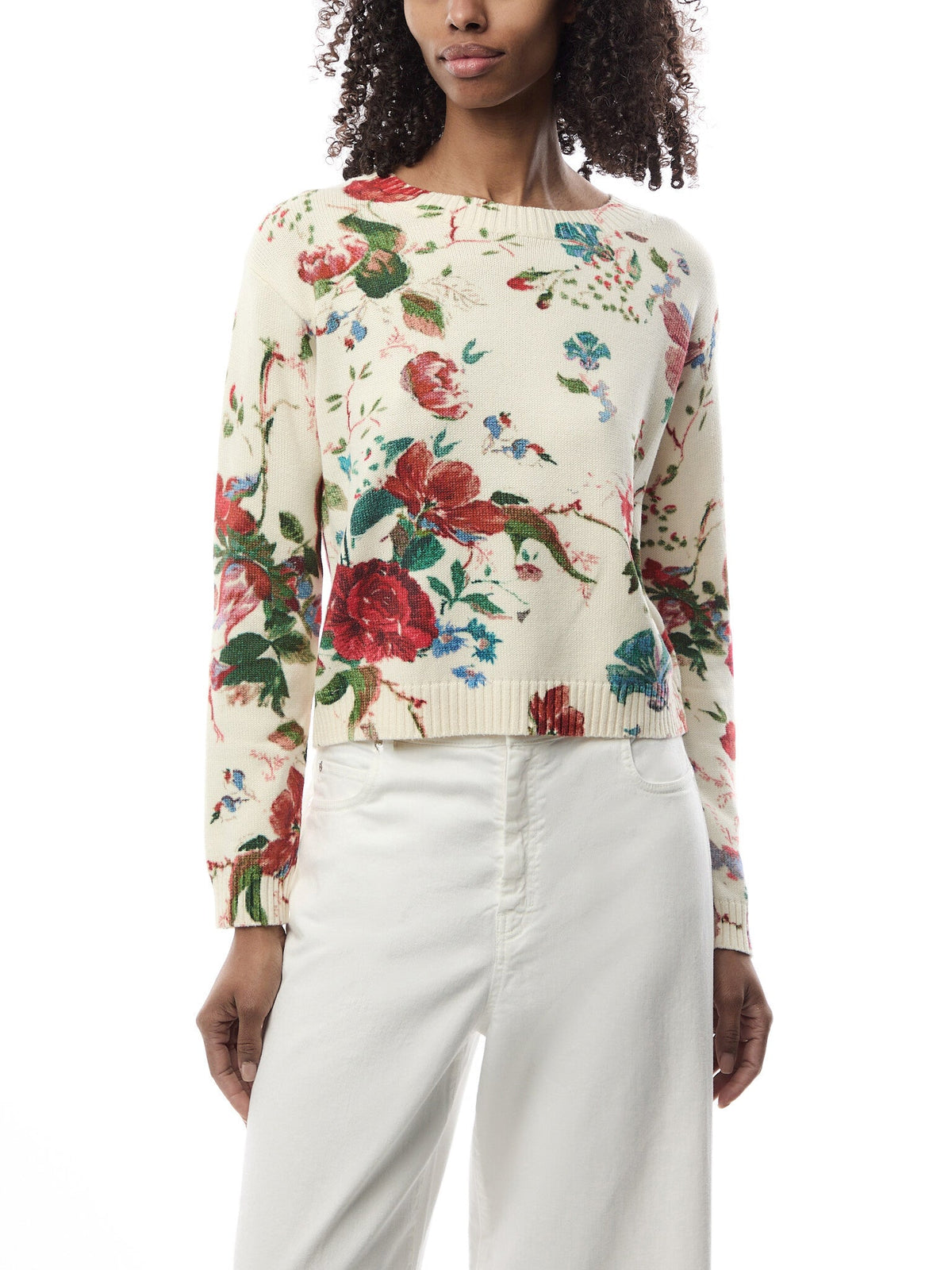 Floral Denis Cropped Sweater