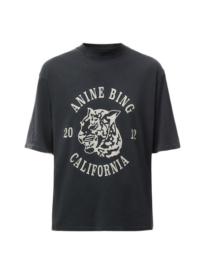 Avi Tee Collegiate Leopard - Washed Charcoal