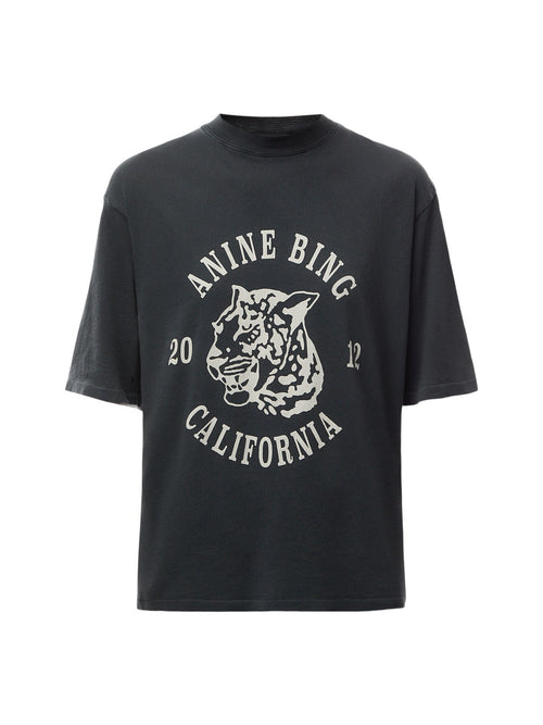Avi Tee Collegiate Leopard - Washed Charcoal