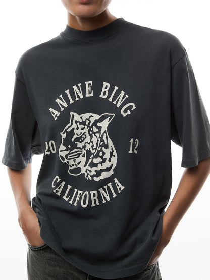 Avi Tee Collegiate Leopard - Washed Charcoal