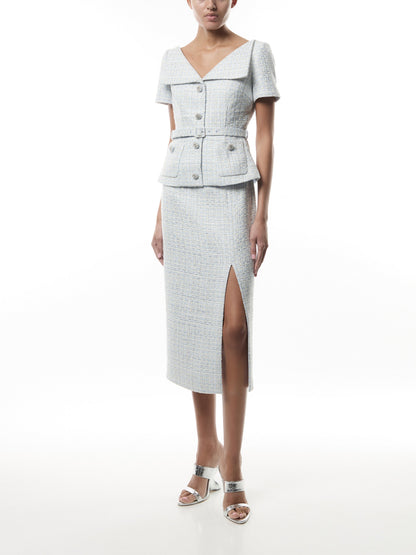 Blue Boucle Midi Dress