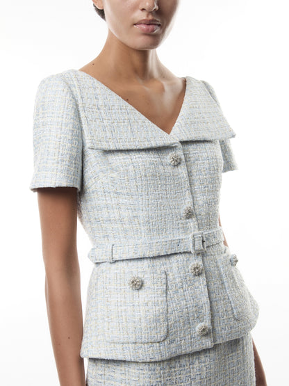 Blue Boucle Midi Dress