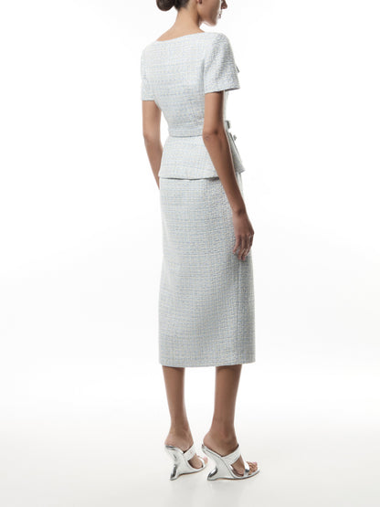 Blue Boucle Midi Dress