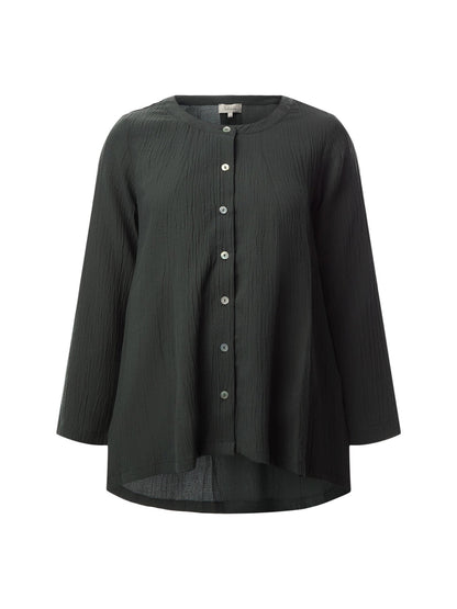 Crinkle Soft Viscose Flared Shirt