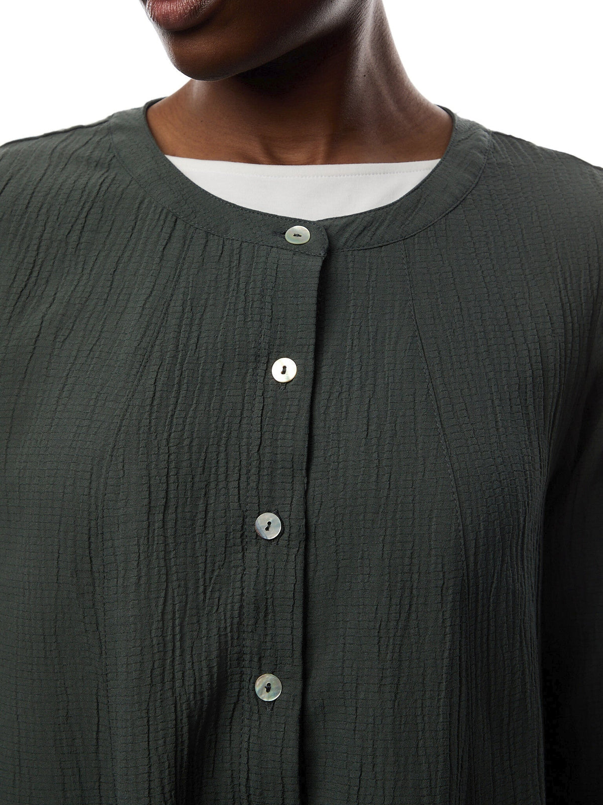 Crinkle Soft Viscose Flared Shirt