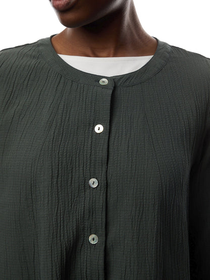 Crinkle Soft Viscose Flared Shirt