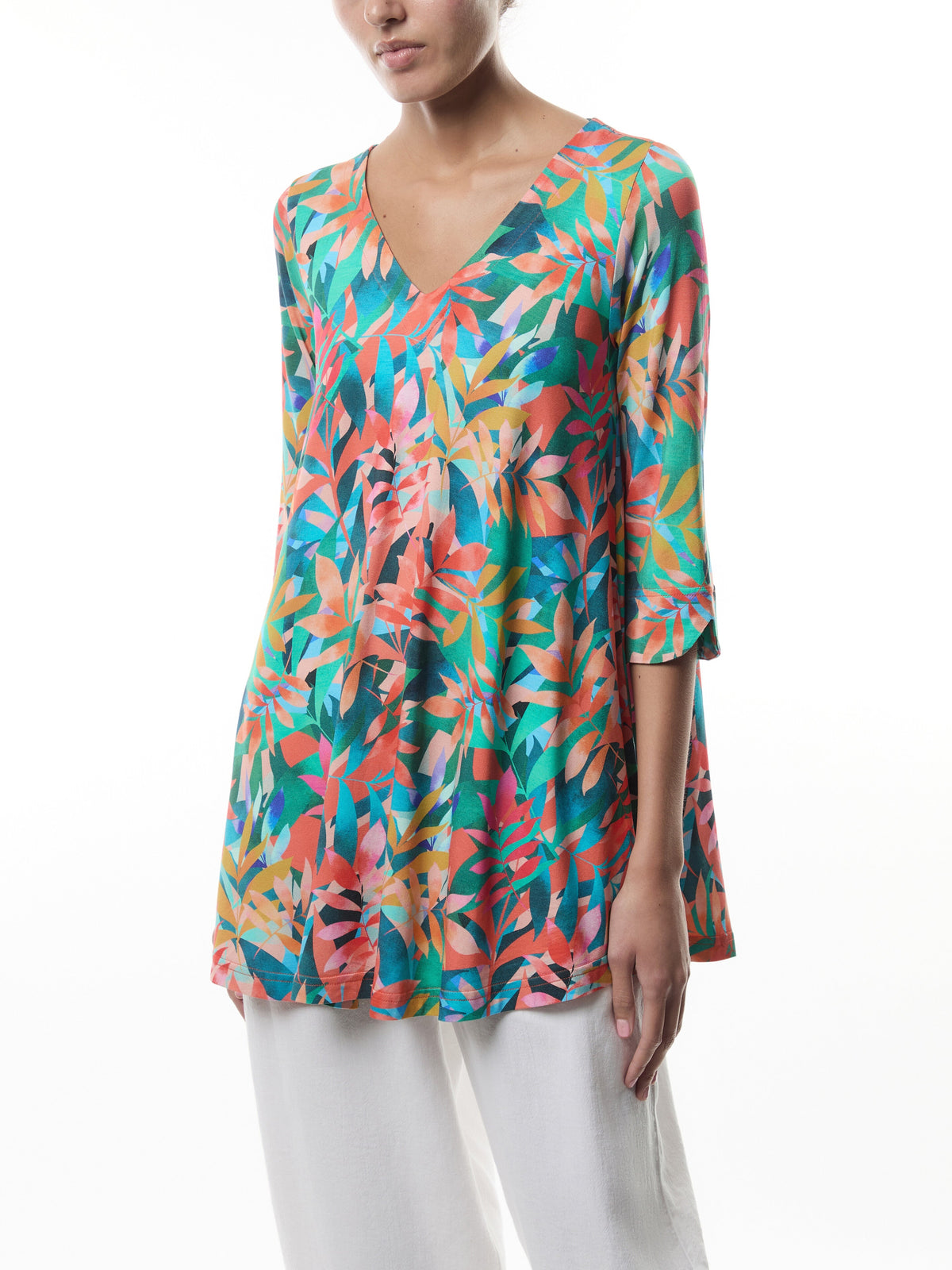 Tropical Leaves Jersey Tunic