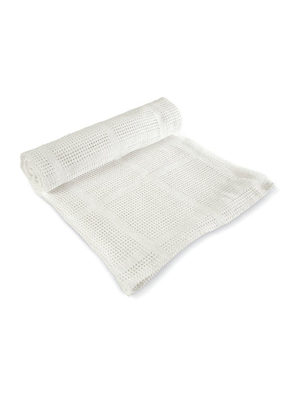 Cellular Cot Bed White Blanket