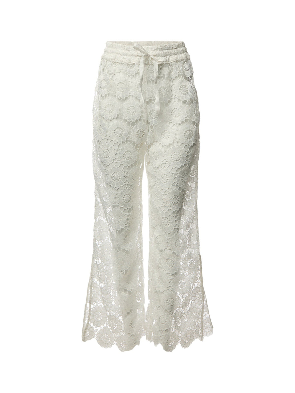 Side Split Pant White Crochet Trouser
