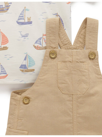Linen Blend Overall Set