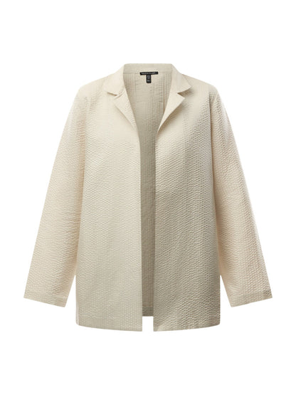 Stand Collar Long Jacket quilted Silk
