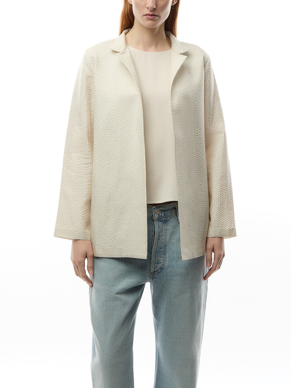Stand Collar Long Jacket quilted Silk